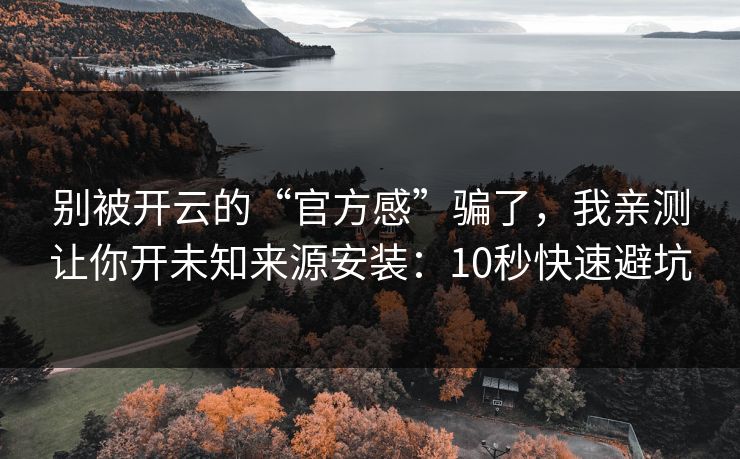 别被开云的“官方感”骗了，我亲测让你开未知来源安装：10秒快速避坑